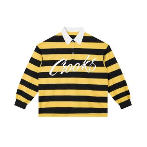 Crooks & Castles Flight Script Striped Polo Sweatshirts